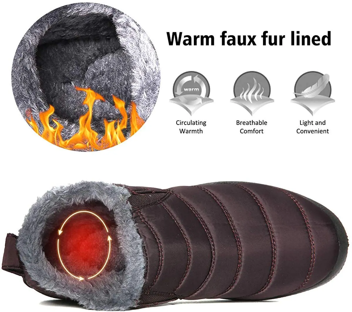 Warme Schneeschuhe für Herren Outdoor Pelzfutter Winterschuhe Anti-Slip Lightweight Ankle Bootie