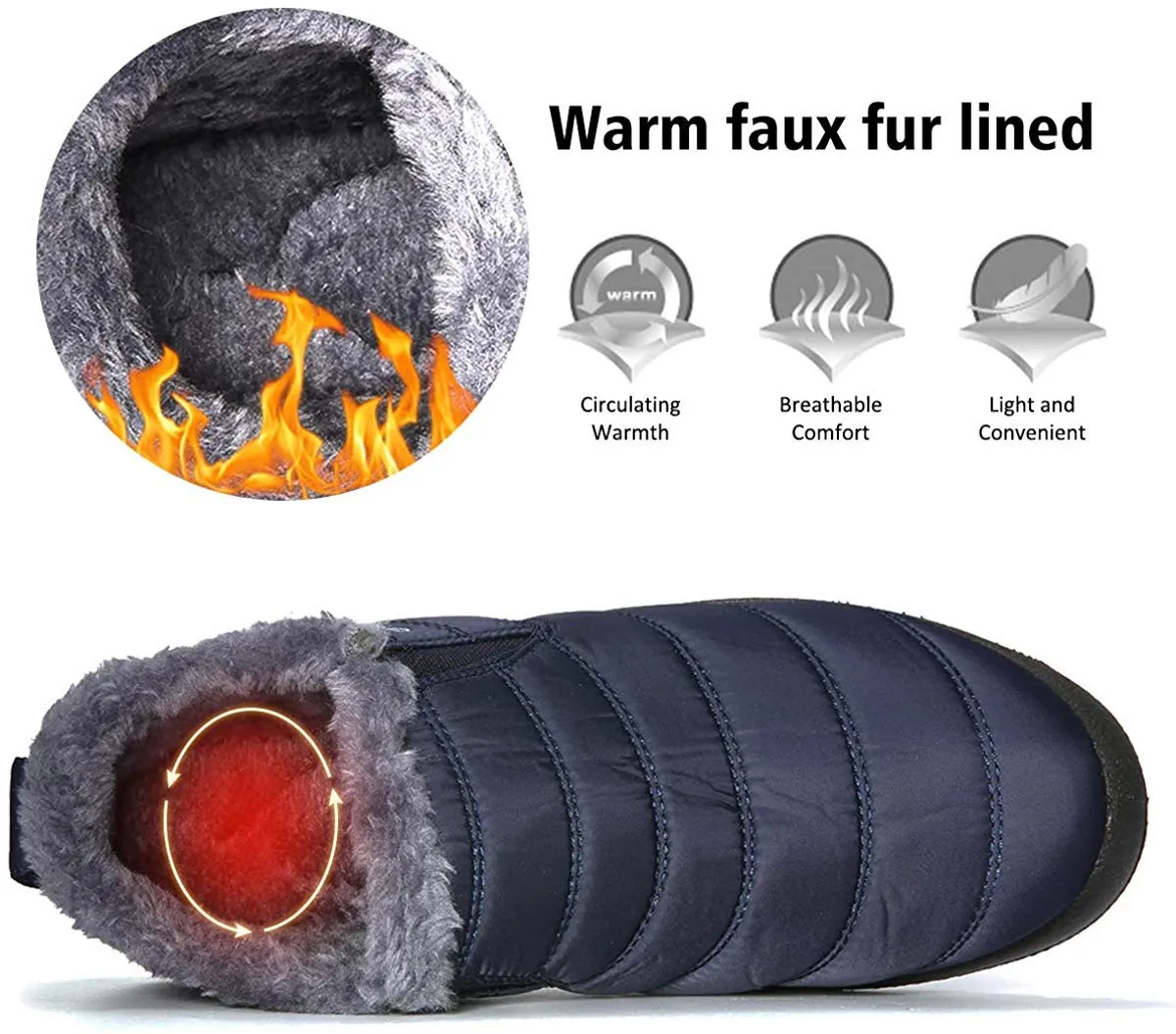 Warme Schneeschuhe für Herren Outdoor Pelzfutter Winterschuhe Anti-Slip Lightweight Ankle Bootie