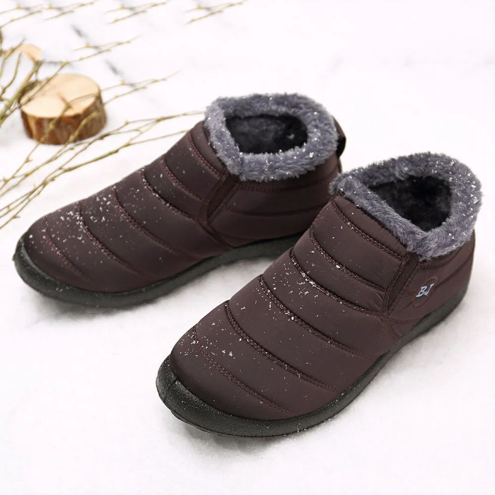 Warme Schneeschuhe für Herren Outdoor Pelzfutter Winterschuhe Anti-Slip Lightweight Ankle Bootie