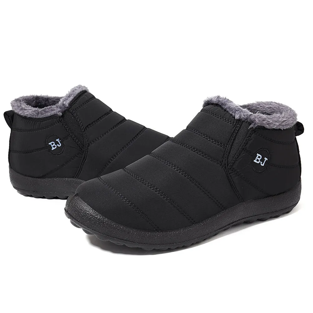 Warme Schneeschuhe für Herren Outdoor Pelzfutter Winterschuhe Anti-Slip Lightweight Ankle Bootie