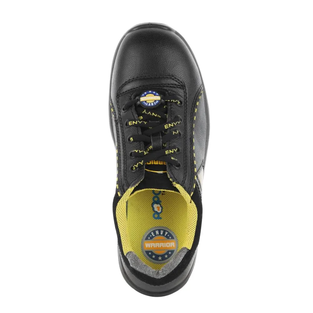 Warrior Steel Toe Black & Yellow Safety Shoes for Men Envy Earth Popcorn By Liberty