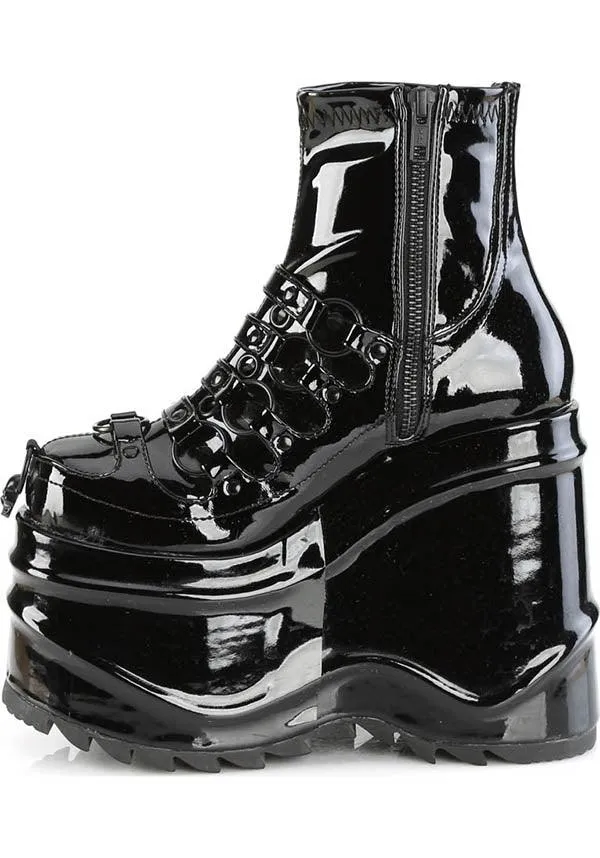 WAVE-110 [Black Patent] | PLATFORM BOOTS [PREORDER]