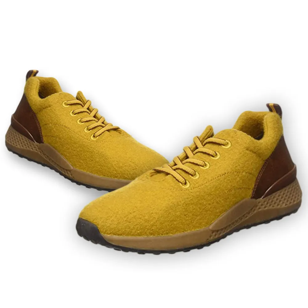 Women's Multi-Fabric Casual Shoes,Mustard