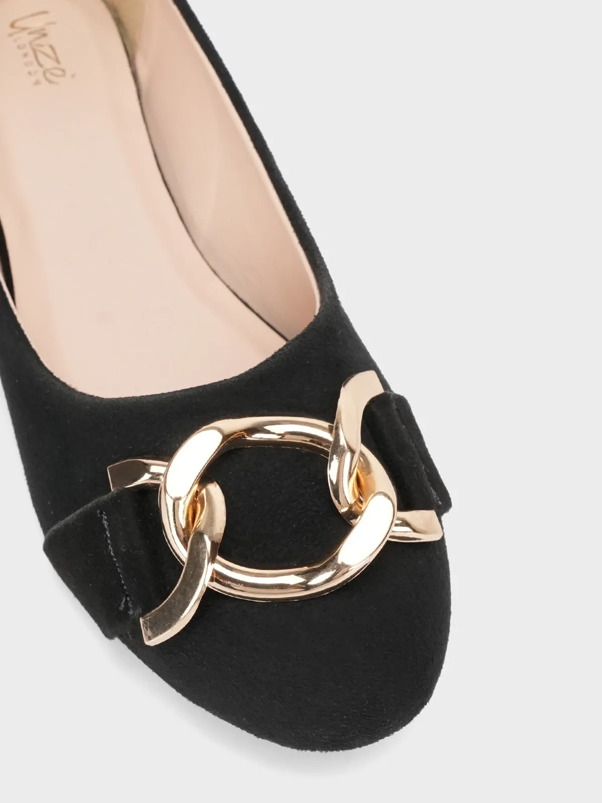 Womens "AMALIA" Metallic Buckled Pumps