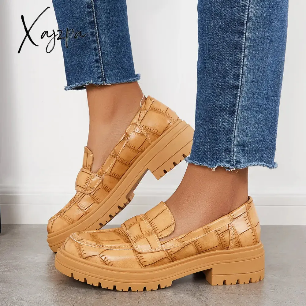 Xajzpa - Women Round Toe Platform Vintage Loafers