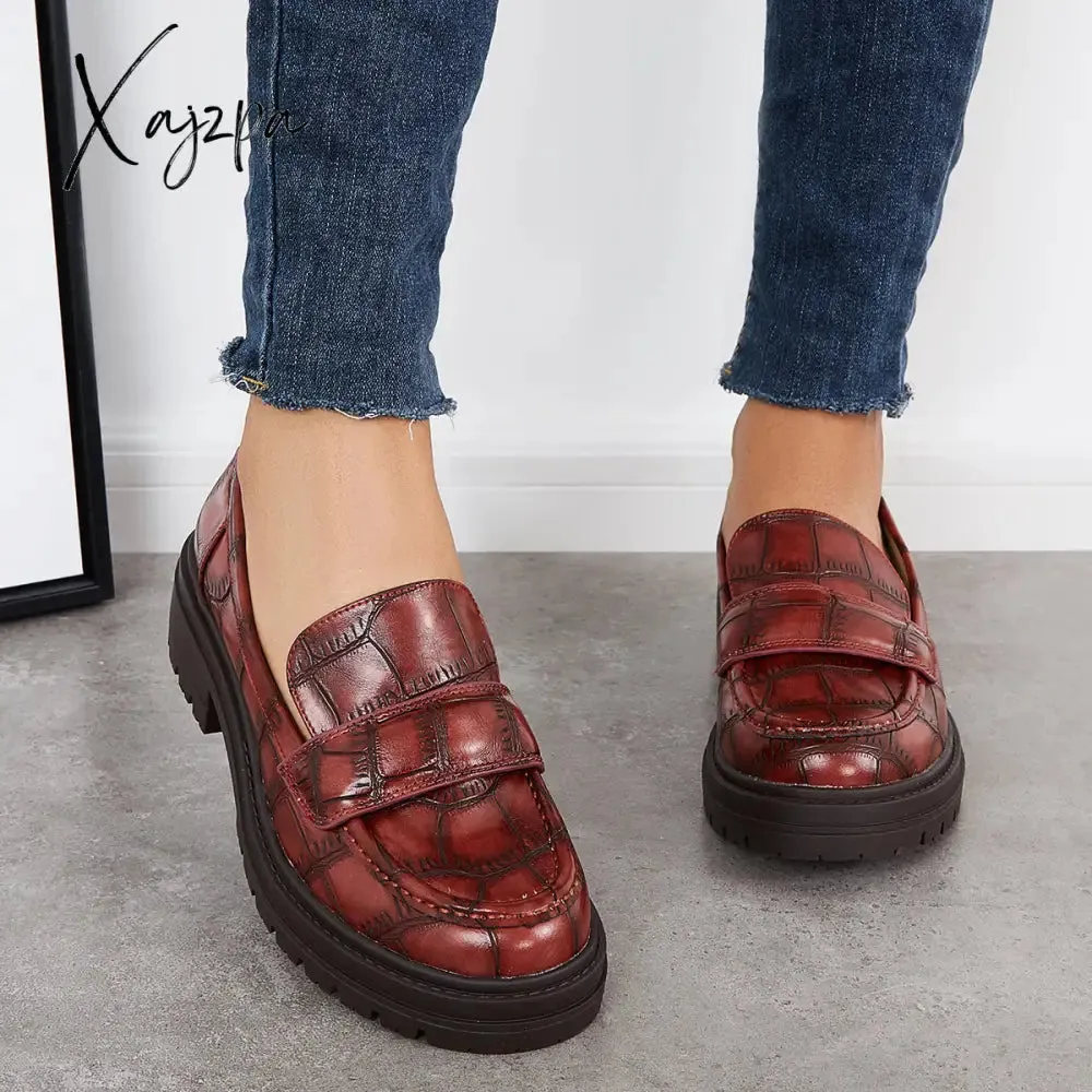 Xajzpa - Women Round Toe Platform Vintage Loafers