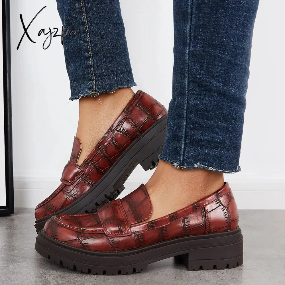 Xajzpa - Women Round Toe Platform Vintage Loafers