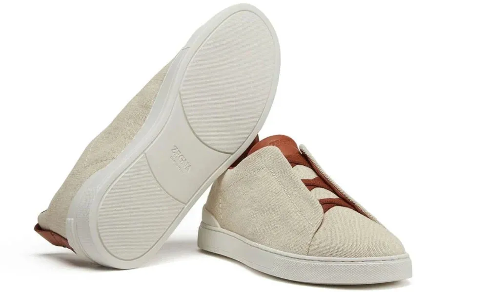 Zegna Triple Stitch canvas sneakers "Egg shell"